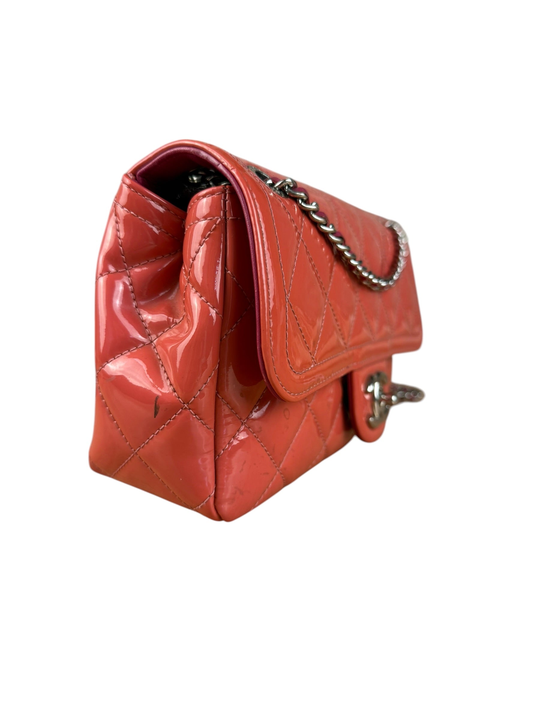 Chanel Pink Patent Quilted Small Coco Shine Flap Bag 2014