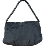 Fendi Black Zucca Canvas Monogram Mia Flap Shoulder Bag