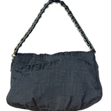 Fendi Black Zucca Canvas Monogram Mia Flap Shoulder Bag