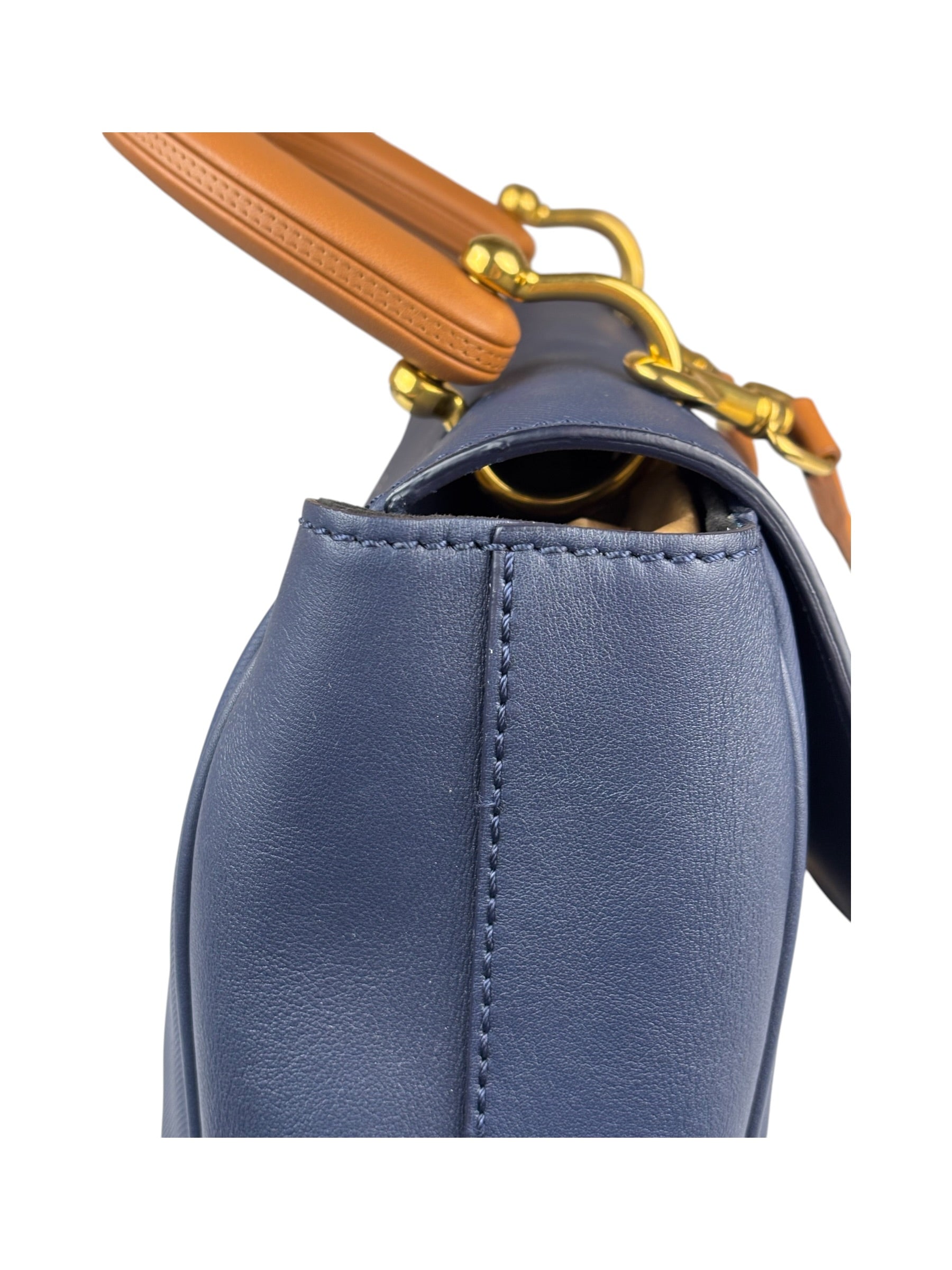 Burberry Navy Blue/Brown Dk88 Medium Two-Way Bag