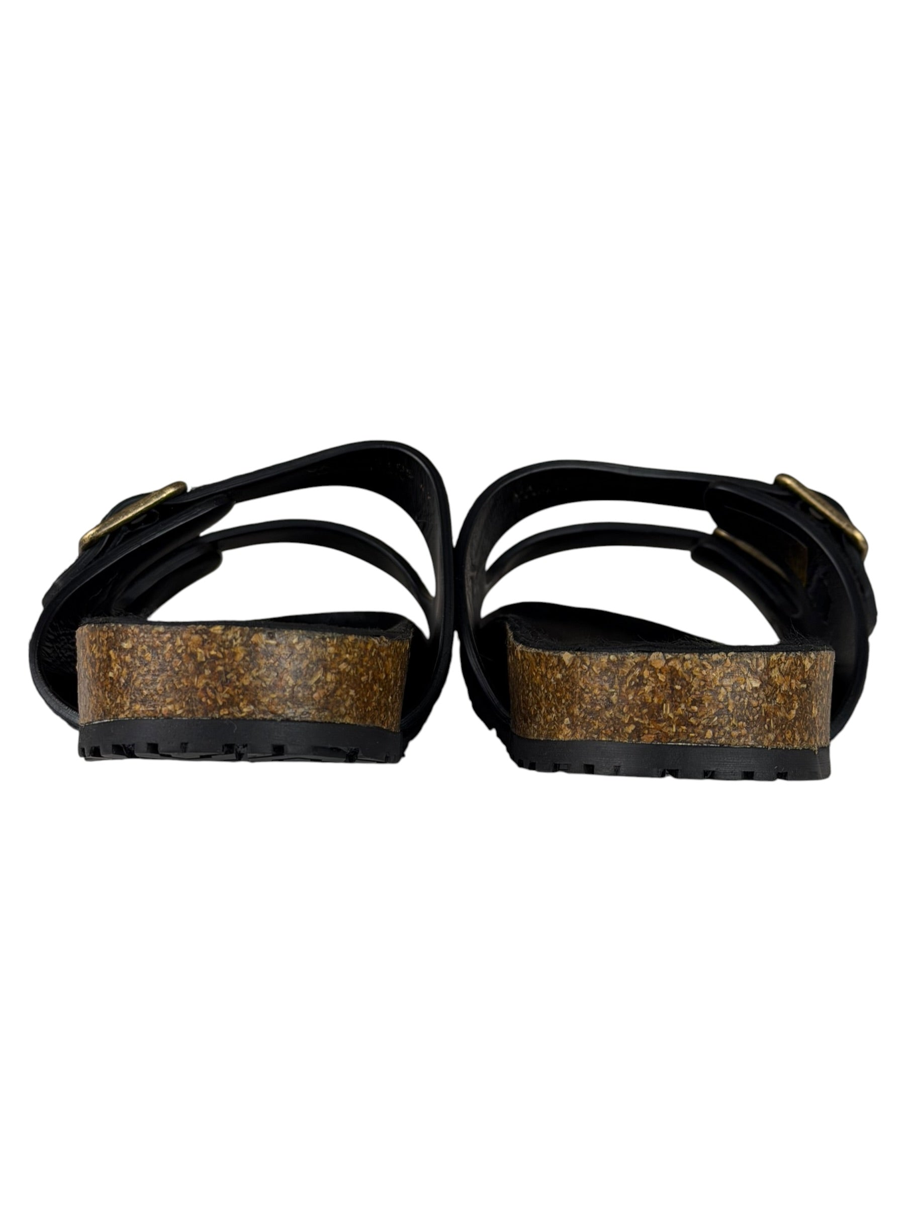 Yves Saint Laurent Black Jimmy Pony Hair Falt Sandal