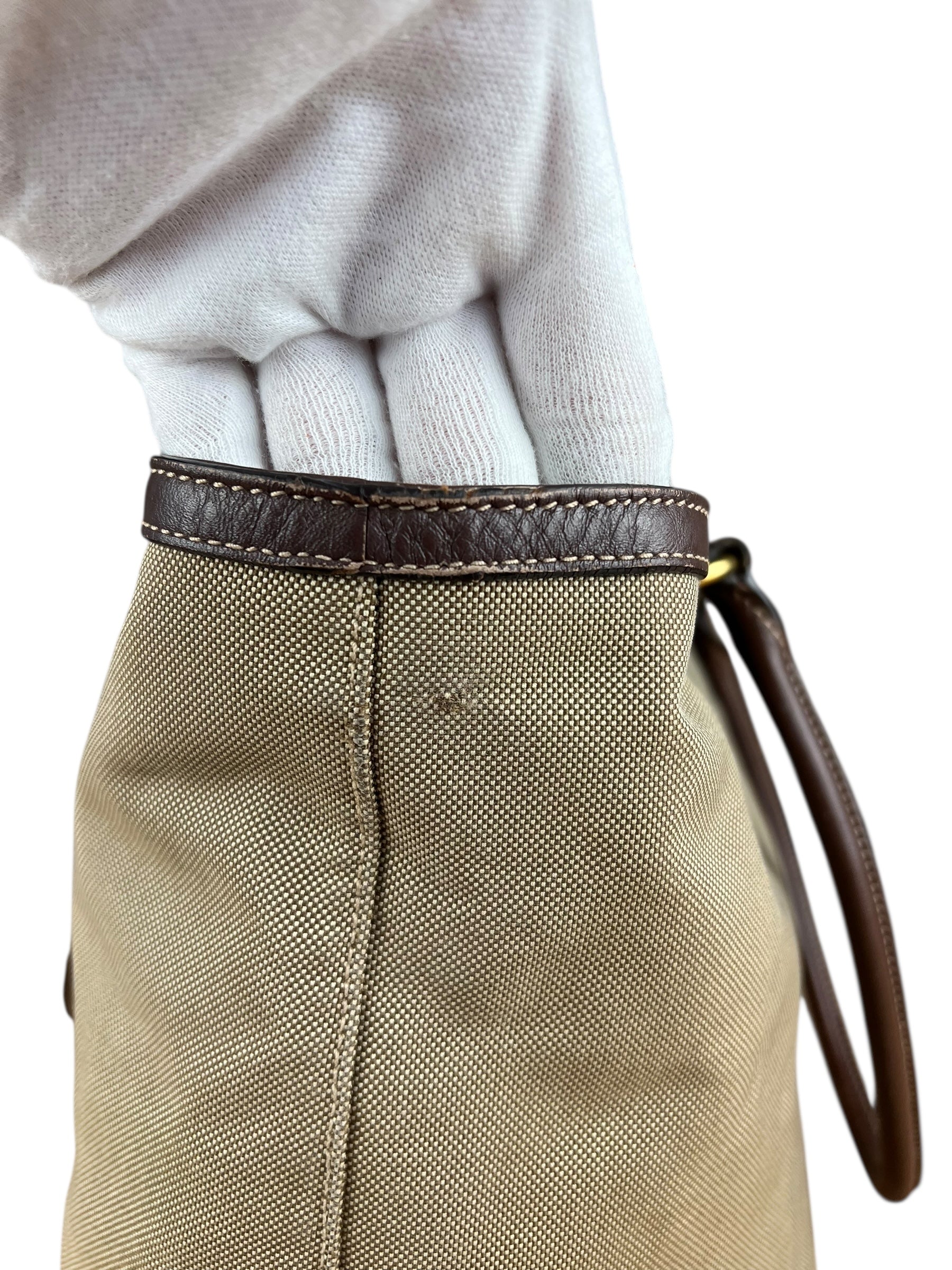 Prada Vintage Jacquard Logo Tote Brown