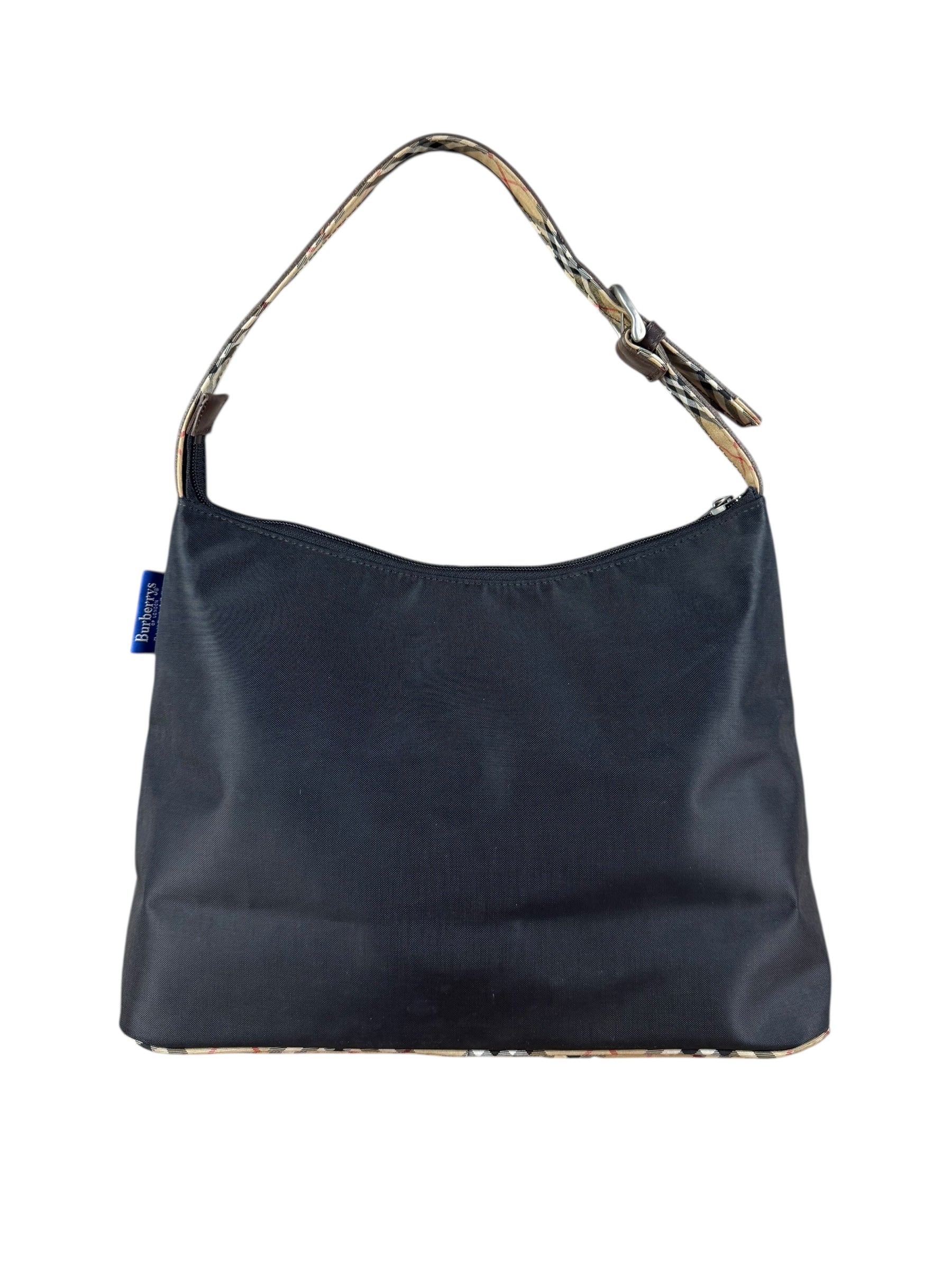 Burberry Nylon Check-Trimmed Shoulder Bag