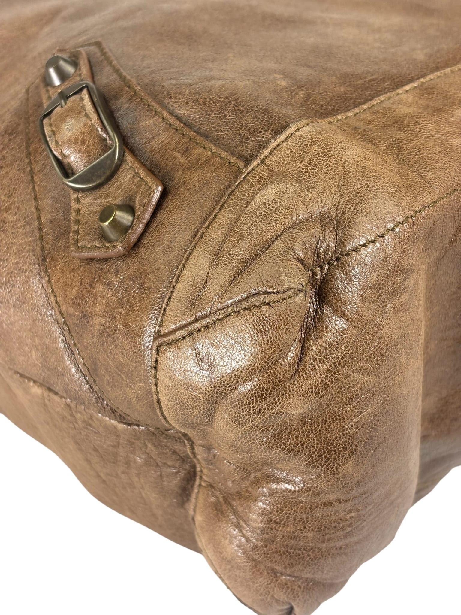 Balenciaga Brown Lambskin Day Moto Hobo Bag
