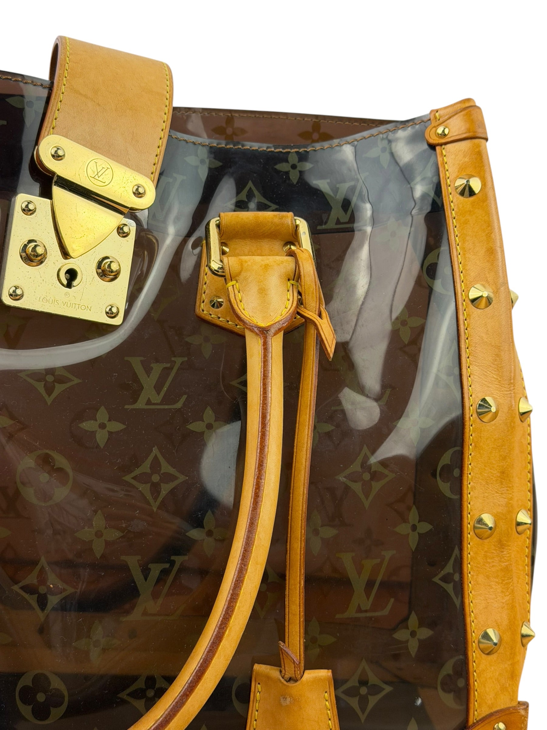 Louis Vuitton Vintage Brown Leather/PVC Monogram Ambre Tote