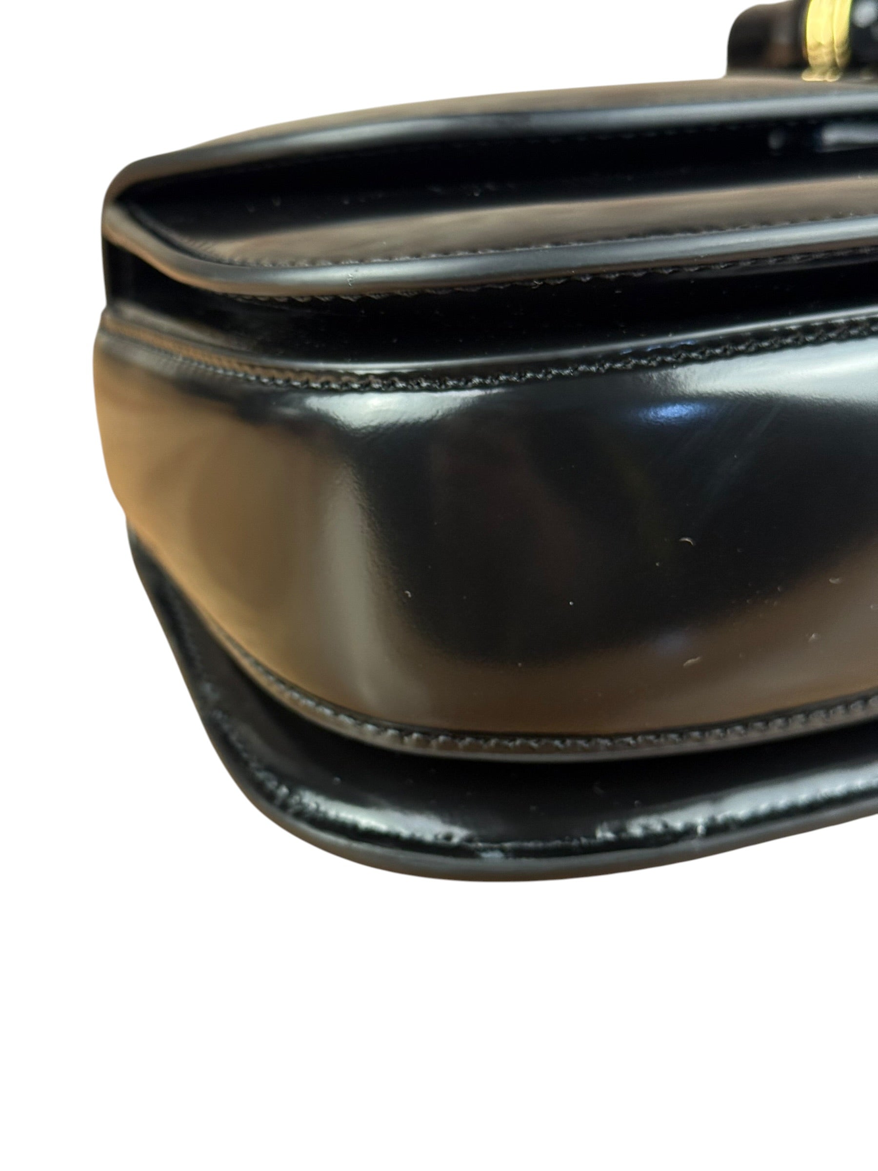 Gucci Vintage Black Leather Bamboo Top Handle Shoulder/Hand Bag