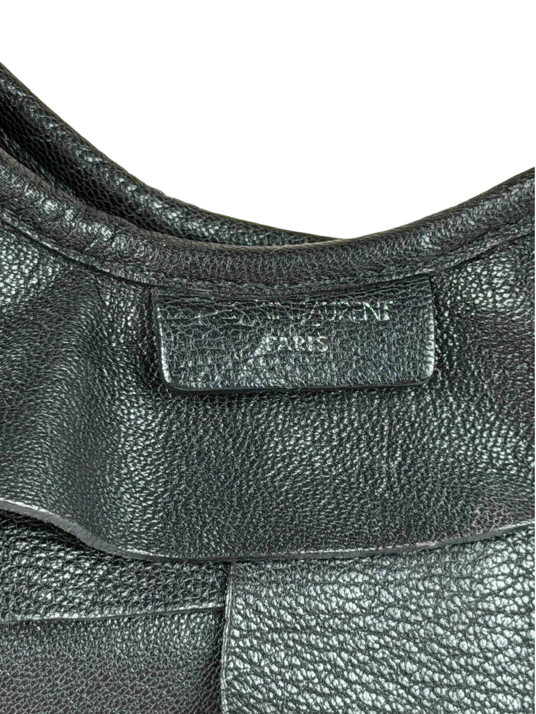 Yves Saint Laurent Black Leather St. Tropez Ruffled Hobo Bag