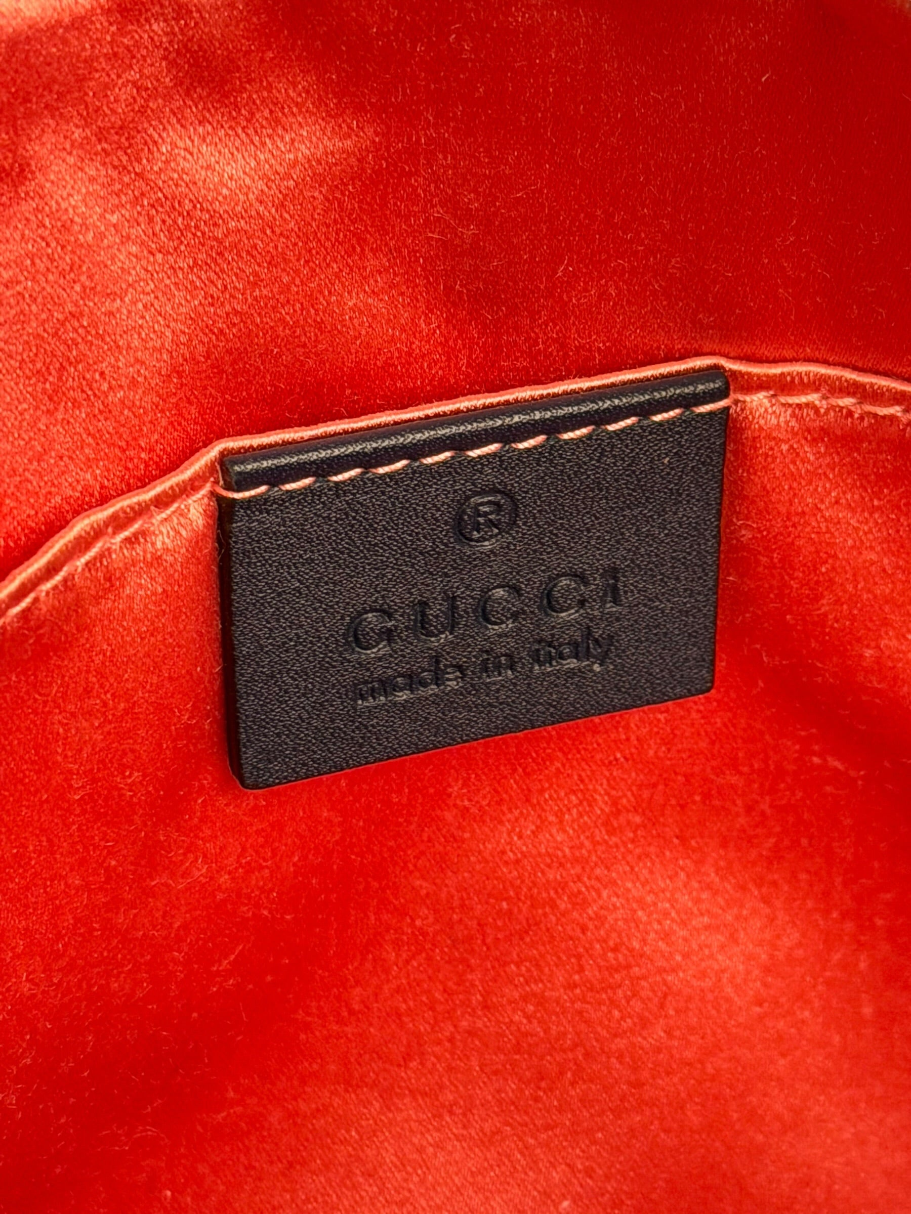 Gucci Blue Denim GG Marmont Pearl Camera Bag