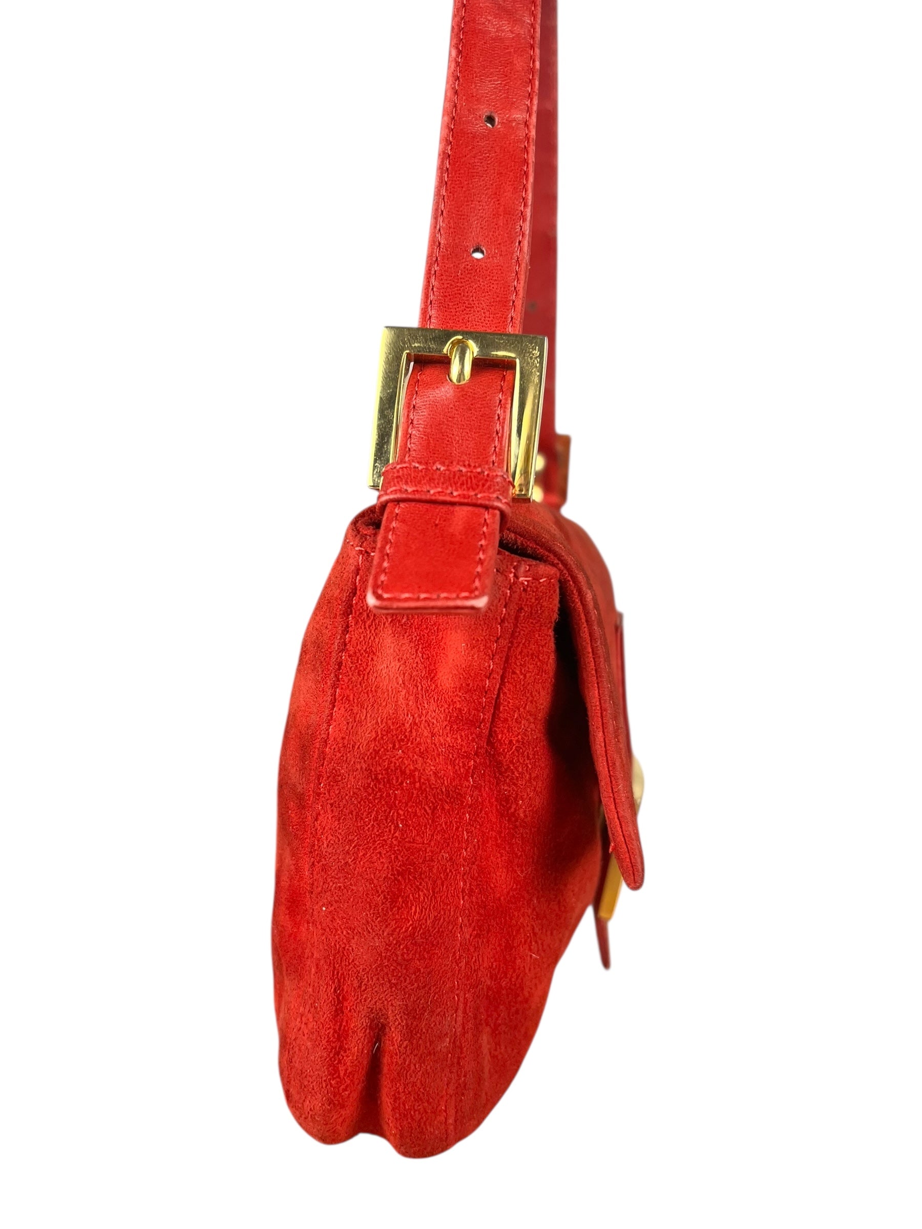 Fendi Baguette Red Suede