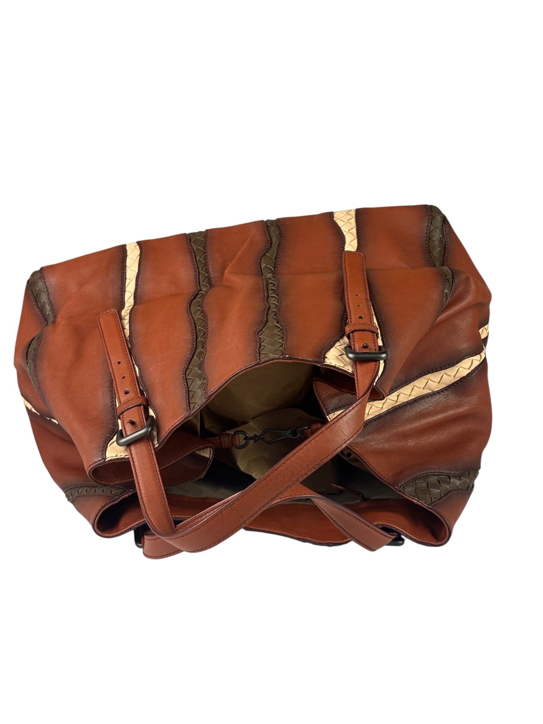 Bottega Veneta Brown Leather Intrecciato Trim Cesta Tote