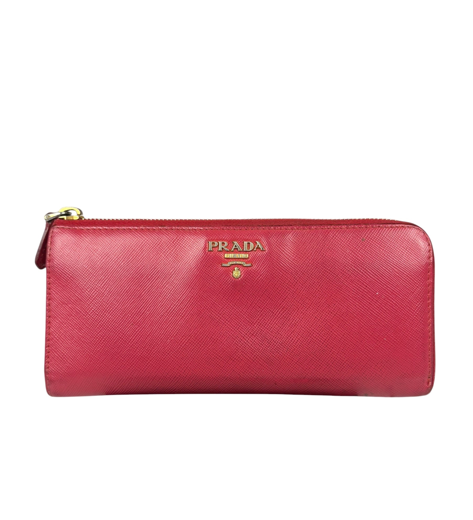 Prada Vintage Pink Saffiano Leather Long Wallet