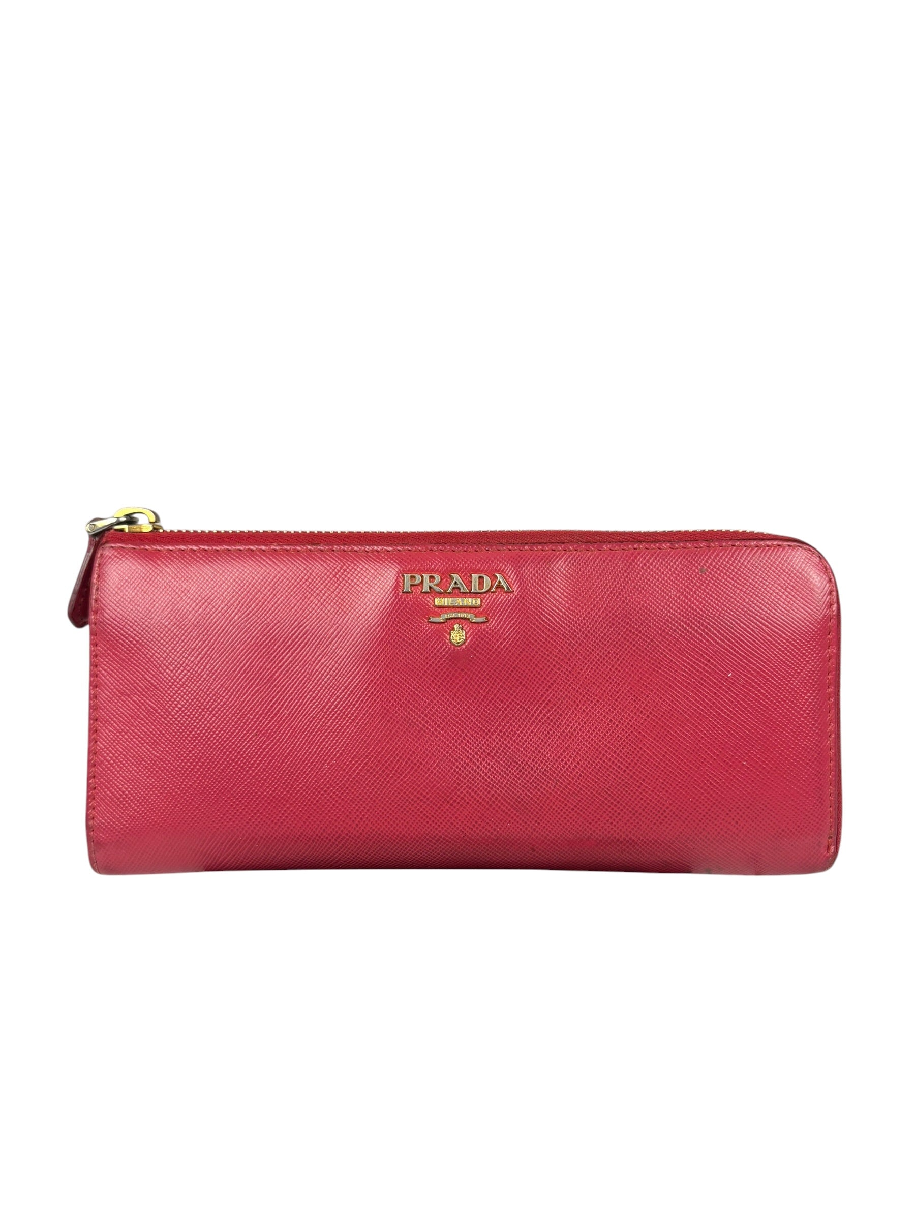 Prada Vintage Pink Saffiano Leather Long Wallet