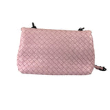 Bottega Veneta Baby Pink Leather Intrecciato Embroidered Flap Bag