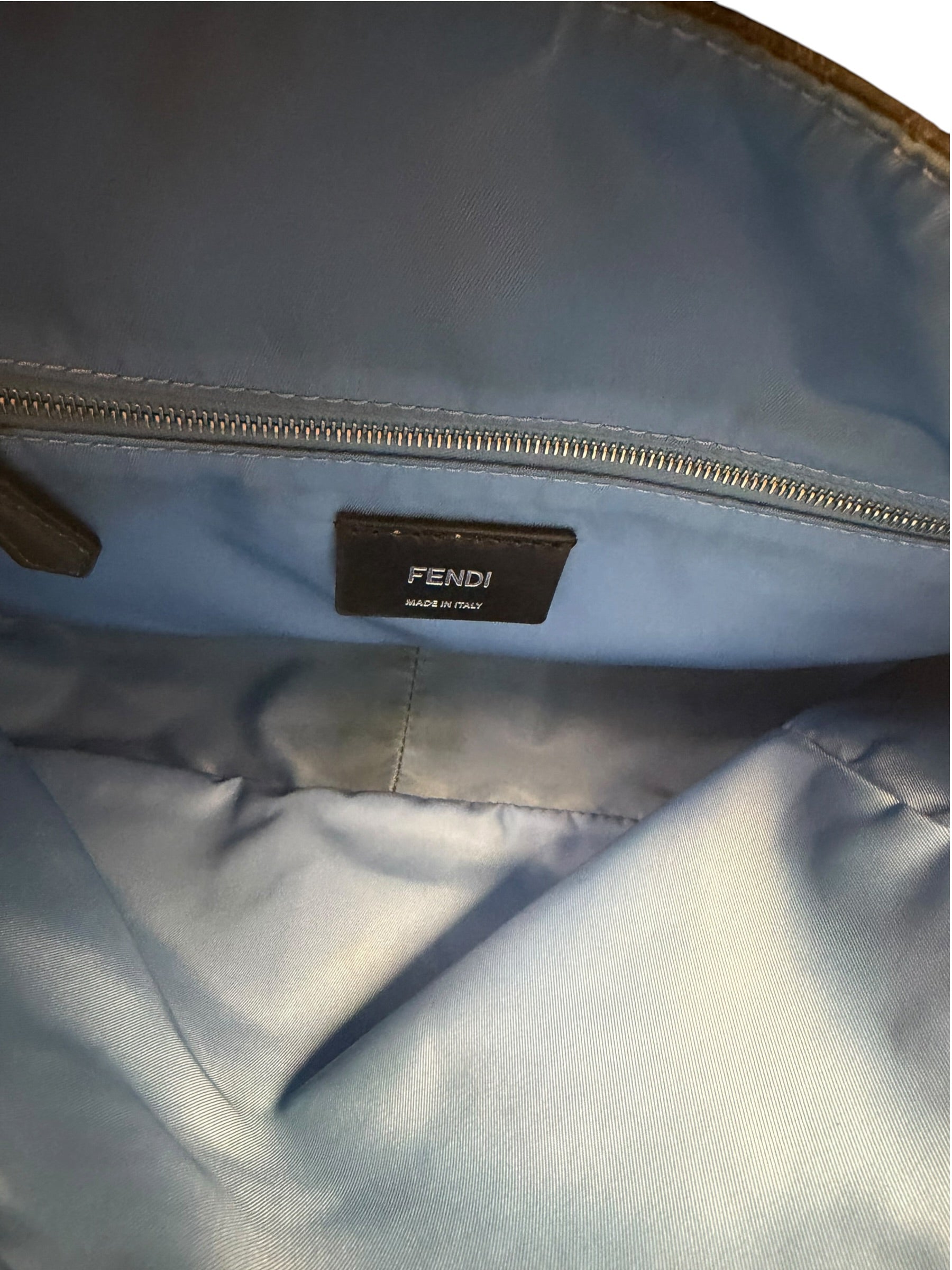 Fendi Vintage Grey Nylon Mamma Baguette Messenger Bag