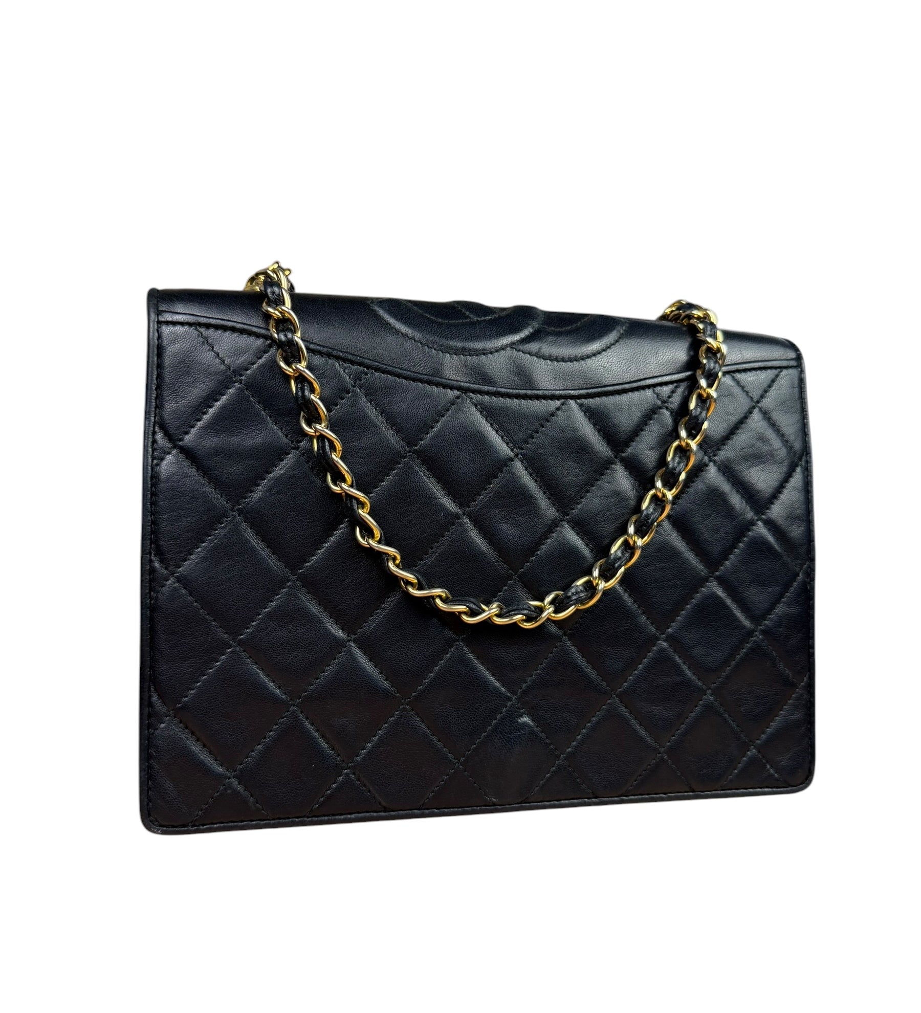 Chanel Black Diamond Stitch CC Timeless Chain Flap Bag '89-'91