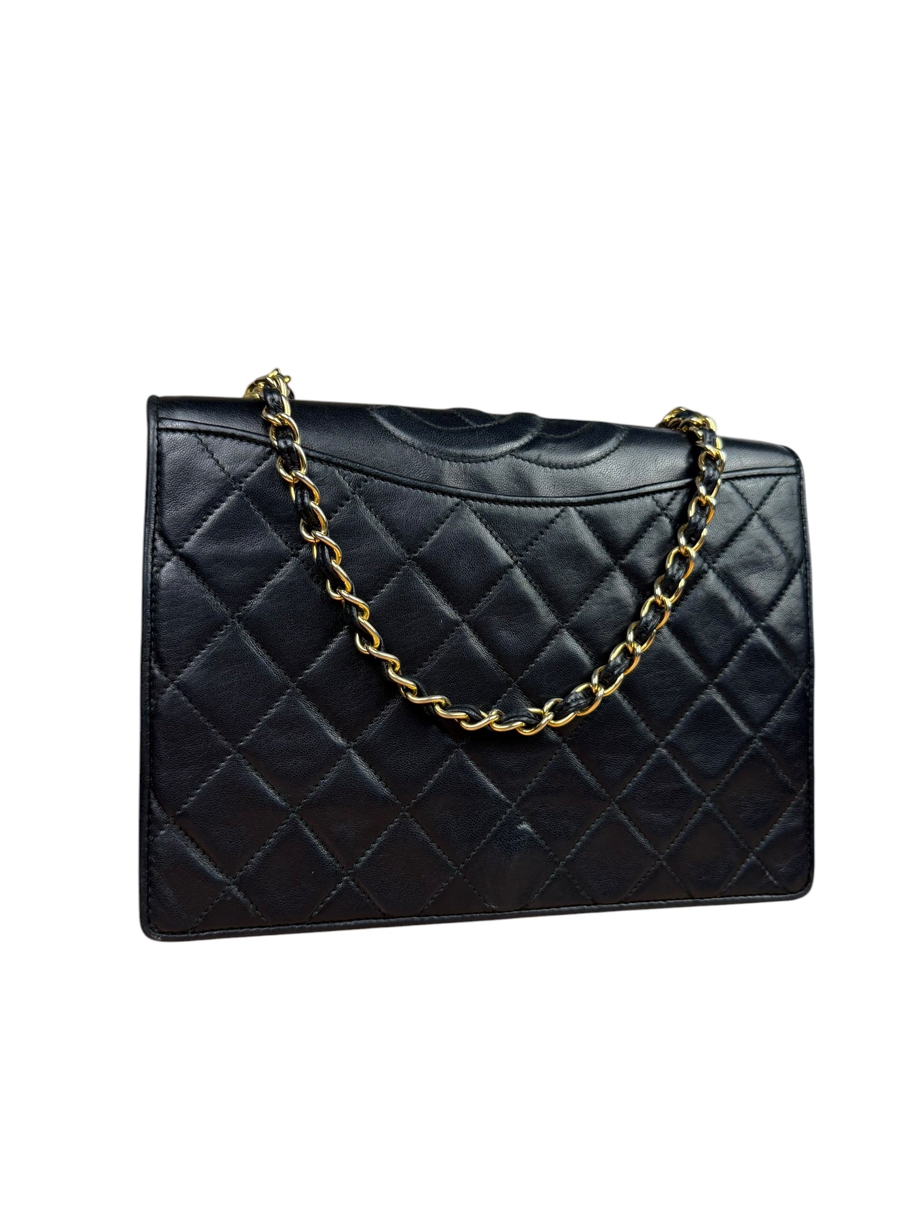 Chanel Black Diamond Stitch CC Timeless Chain Flap Bag '89-'91