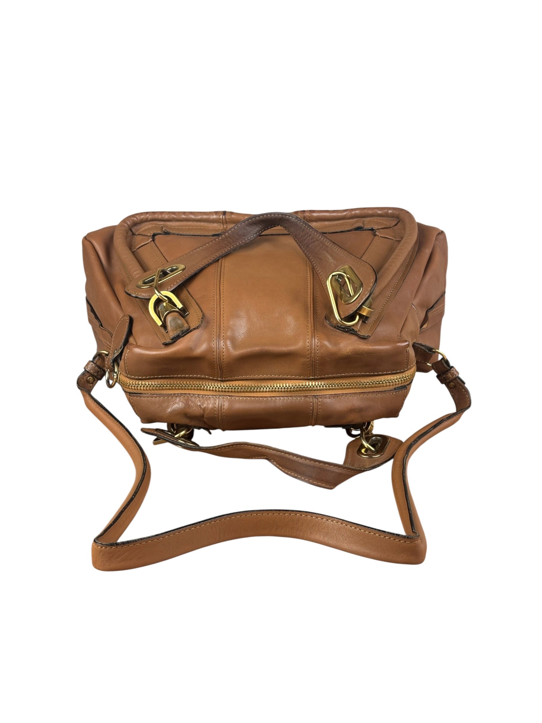 Chloe Caramel Tan Leather Paraty Medium Two-Way Bag