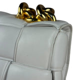 Bottega Veneta White Leather Padded Cassette Chain Bag