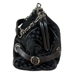 Chanel Black Velvet Leather Trim Kiss-Lock Two-Way Bag 2006