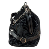 Chanel Black Velvet Leather Trim Kiss-Lock Two-Way Bag 2006