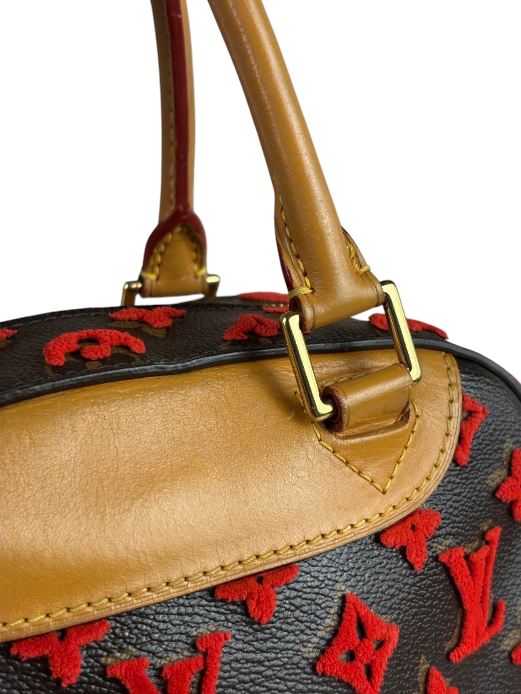Louis Vuitton Red Tuffetage Cube Monogram Deauville