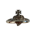 Vivienne Westwood Silver Diamante Black Enamel Ring