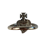 Vivienne Westwood Silver Diamante Black Enamel Ring