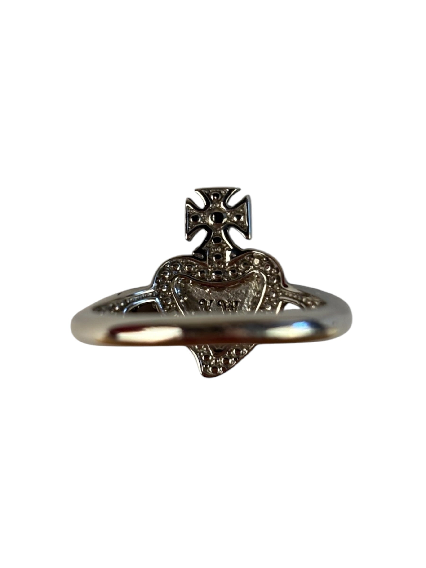 Vivienne Westwood Silver Diamante Black Enamel Ring