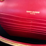 Saint Laurent Red Quilted Leather Vicky Flap Shoulder Bag