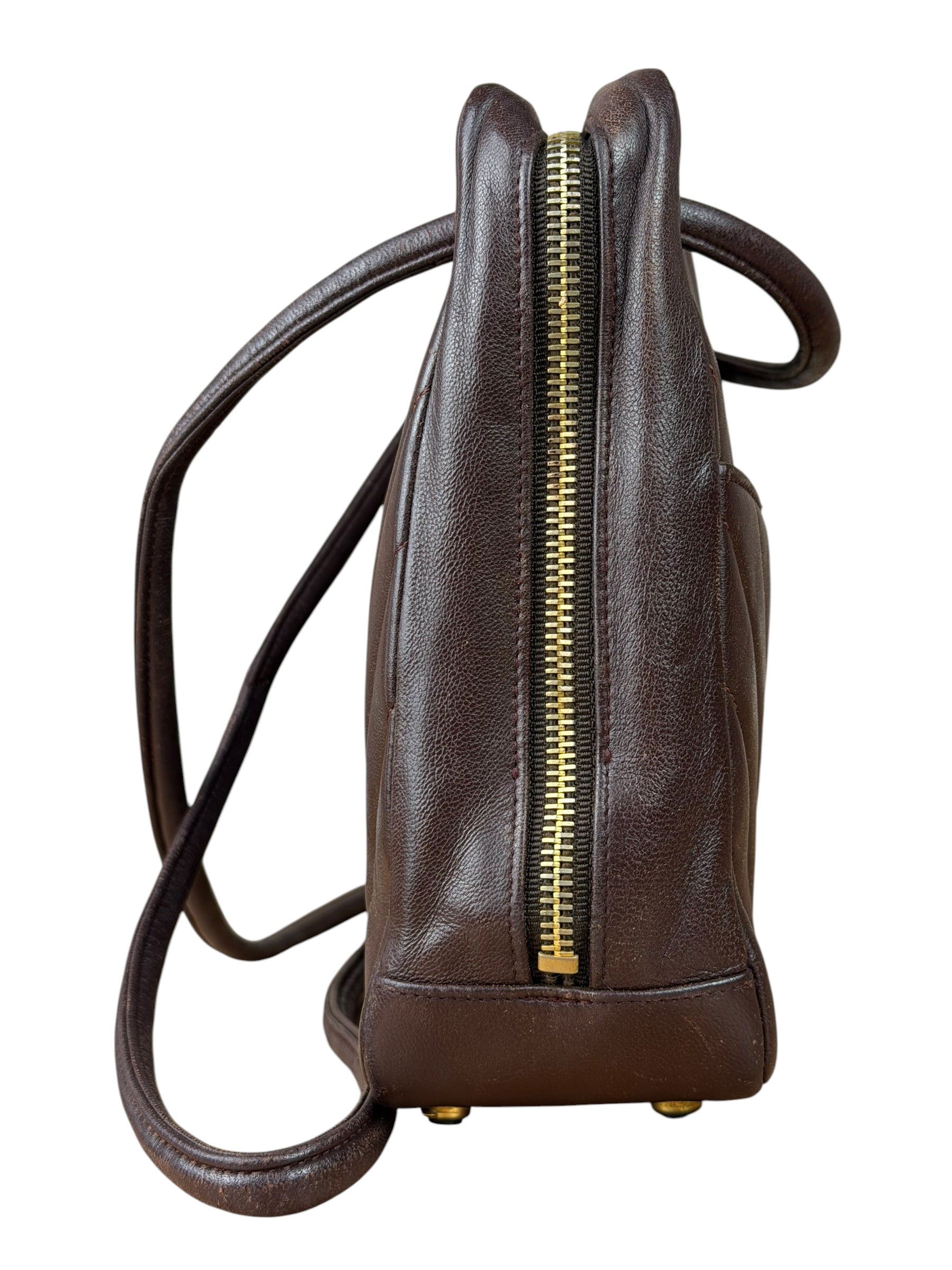 Chanel Burgundy Leather V Stitch Shoulder Bag 1990's