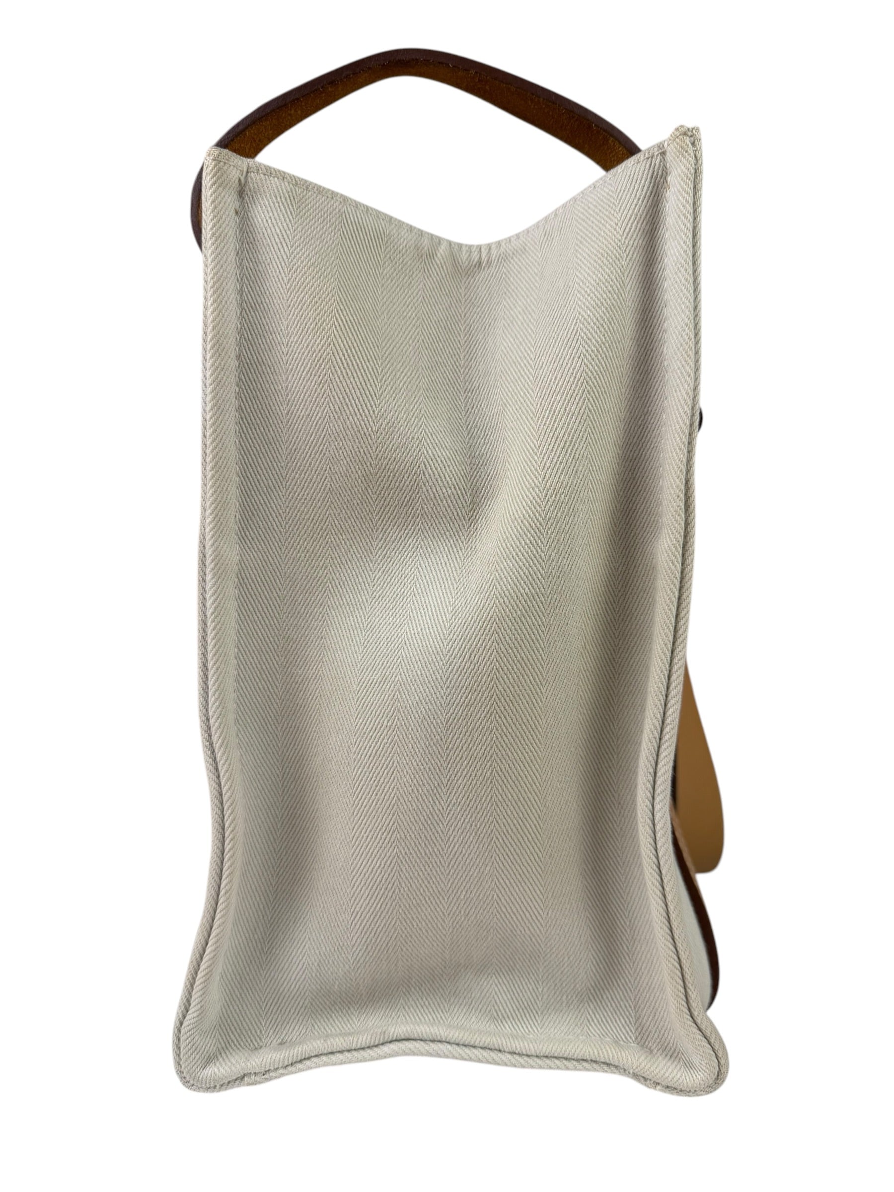Hermes Beige/Brown Leather Trim Cabalicol Tote