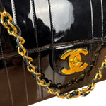 Chanel Black Patent Mademoiselle Single Flap Bag '95