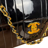Chanel Black Patent Mademoiselle Single Flap Bag '95