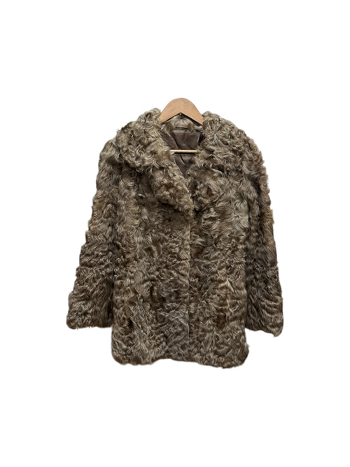 Vintage Moonbat Taupe Grey Persian Lamb Fur Coat