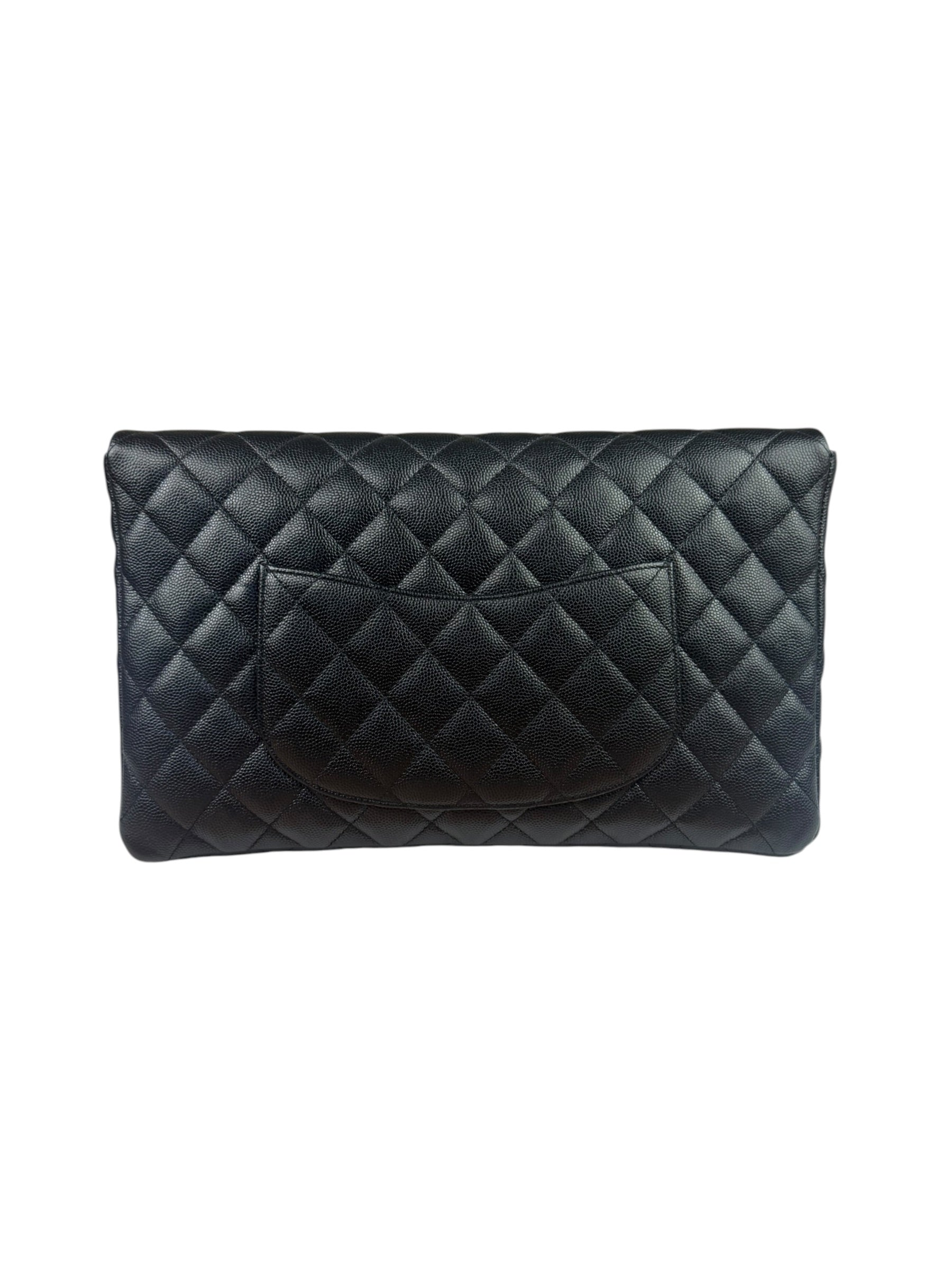 Chanel Black Caviar Quilted Flap Clutch Bag 2019