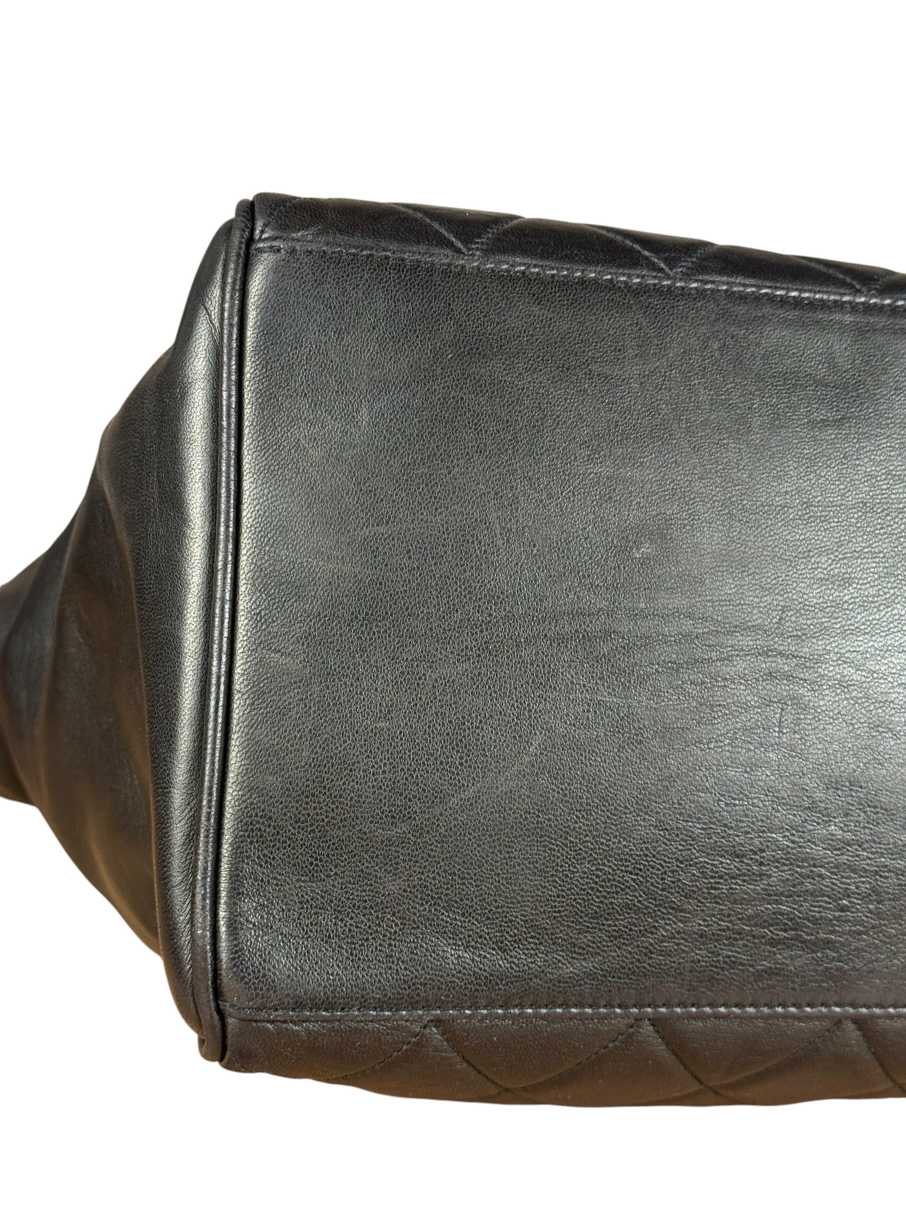 Chanel Black Quilted Leather Chain Shoulder Tote '94-'96