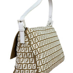 Fendi Vintage Beige Canvas Rubber FF Print Mamma Baguette