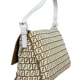Fendi Vintage Beige Canvas Rubber FF Print Mamma Baguette