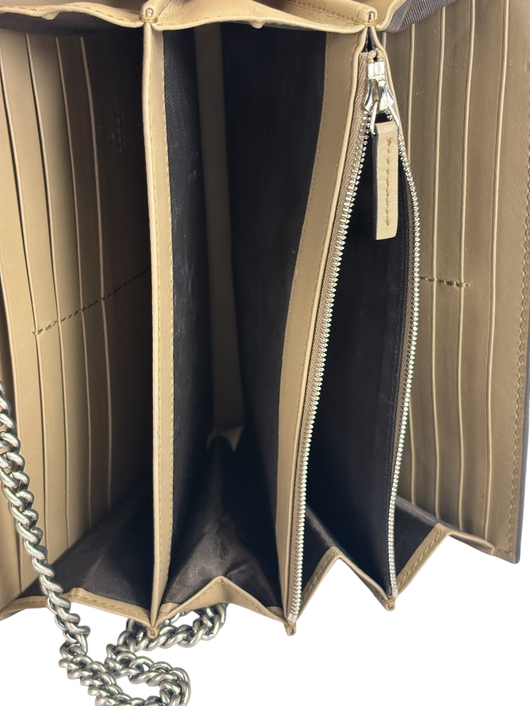 Gucci Beige Leather GG Dionysus Small Wallet On Chain