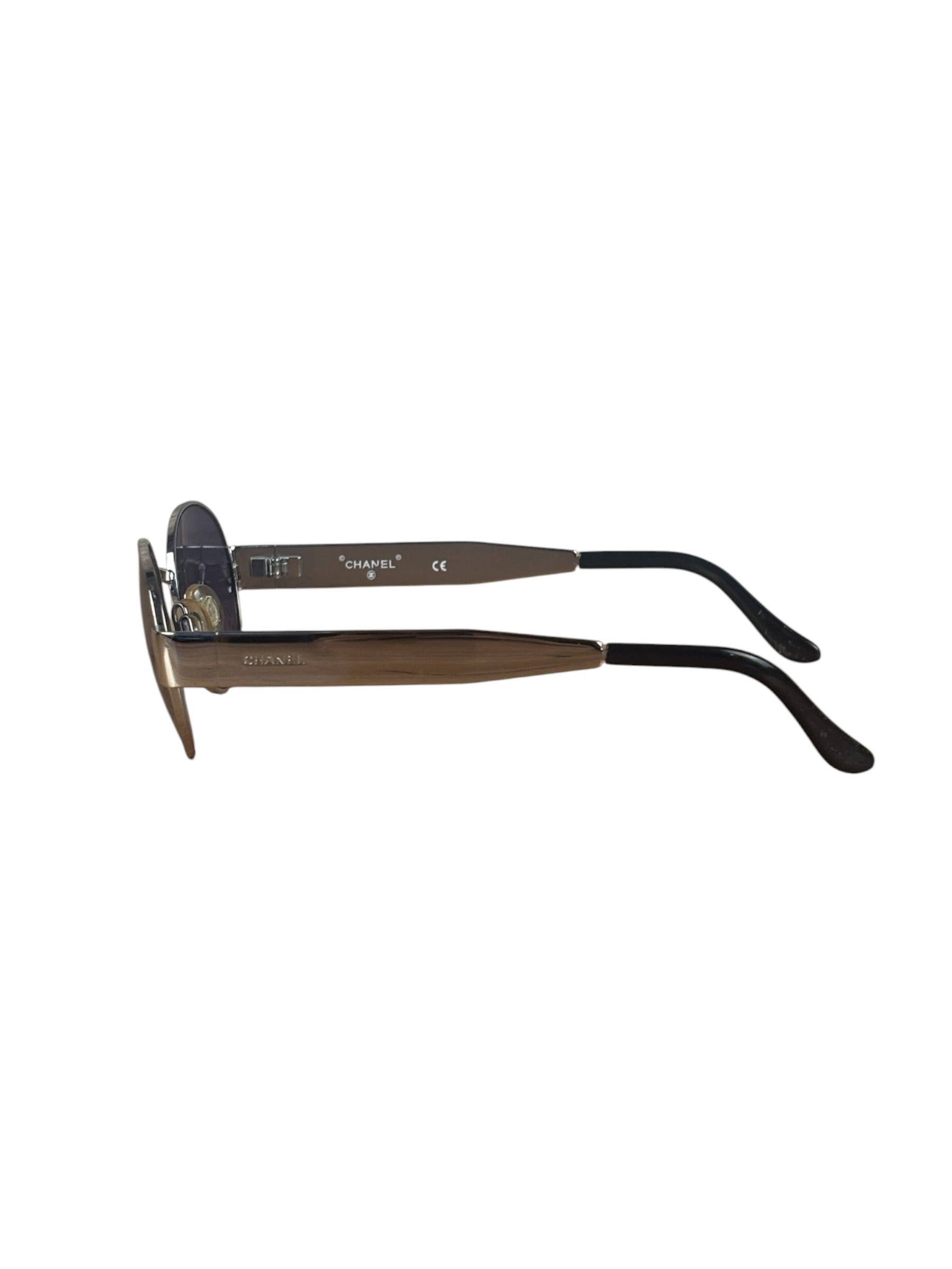 Chanel Vintage Silver Round Frame Sunglasses