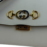Gucci Ivory Leather Zumi Two-Tone GG Crossbody Bag