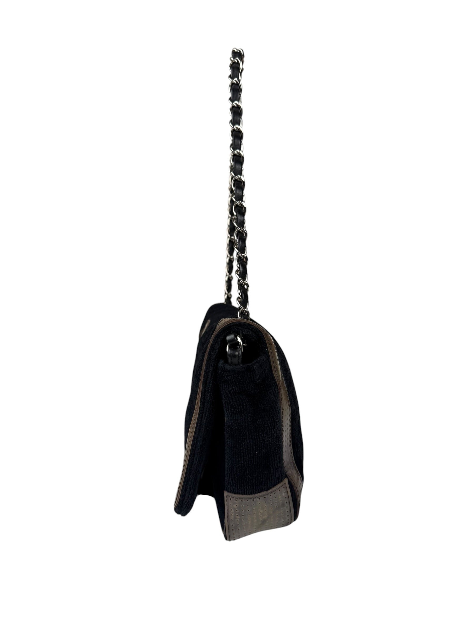 Chanel Sport Line Terrycloth Black Flap Bag 2008