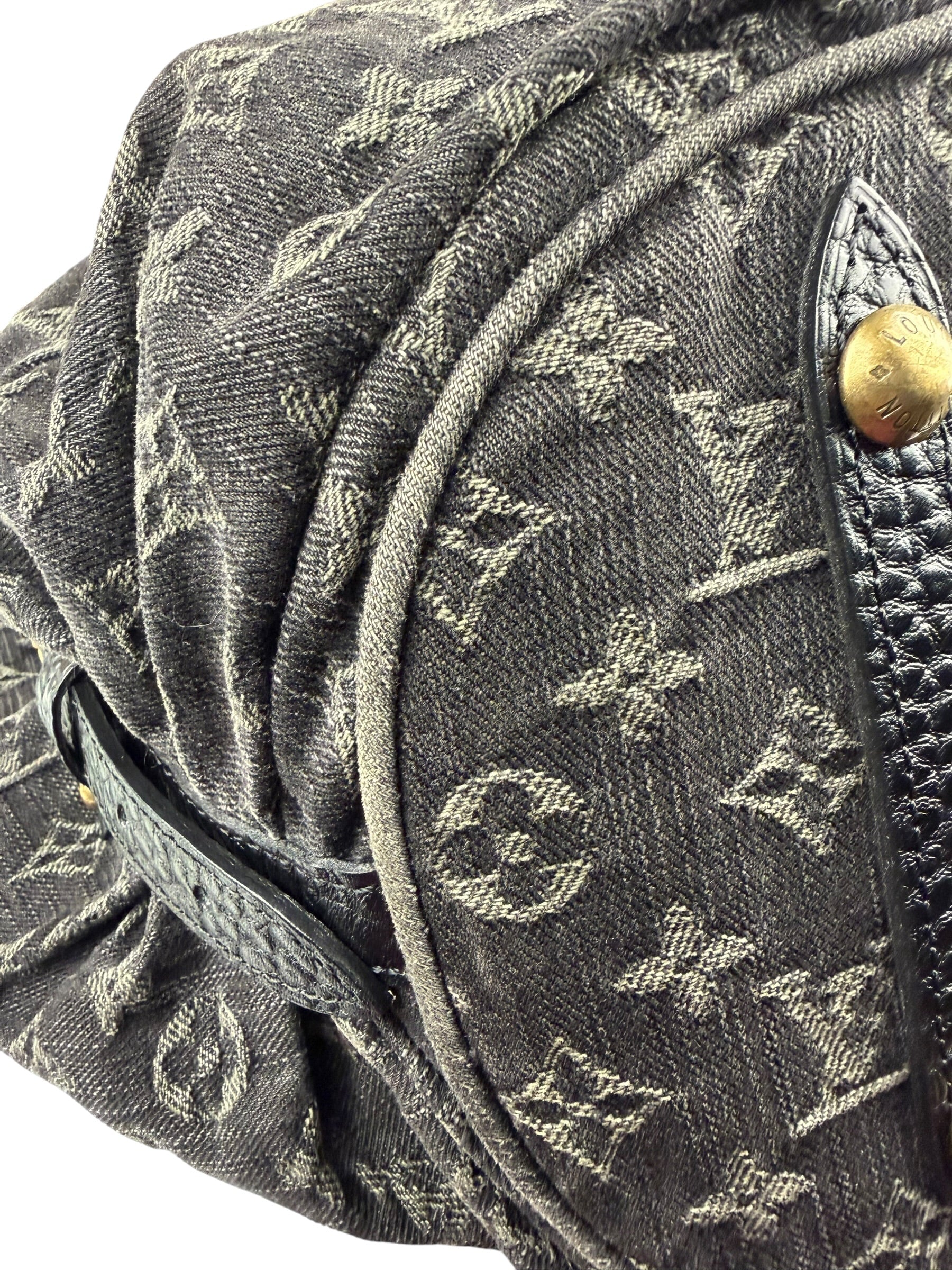 Louis Vuitton Black Denim Mahina Hobo Bag XL