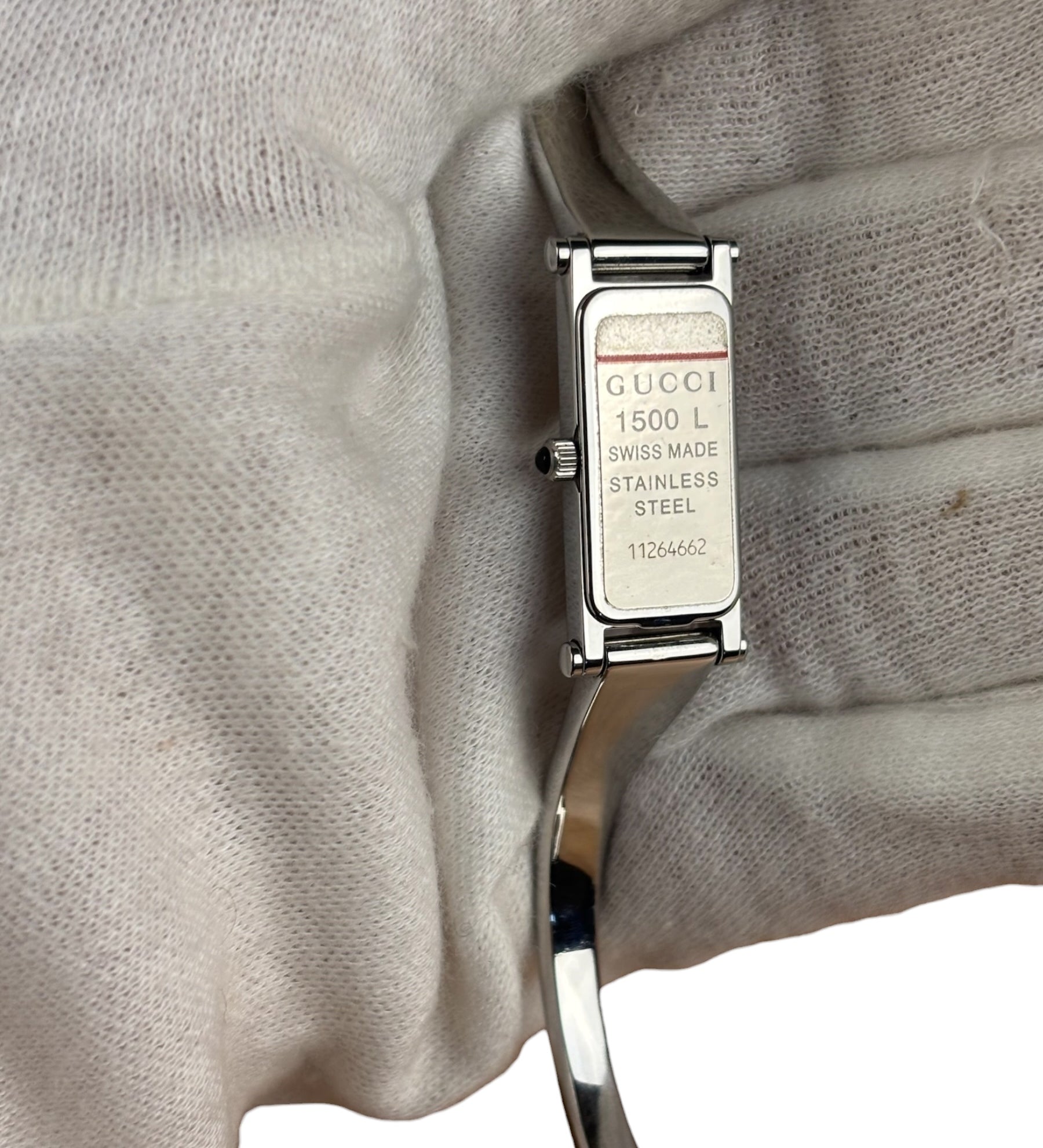Gucci Vintage Black Dial Bangle Watch 1500L