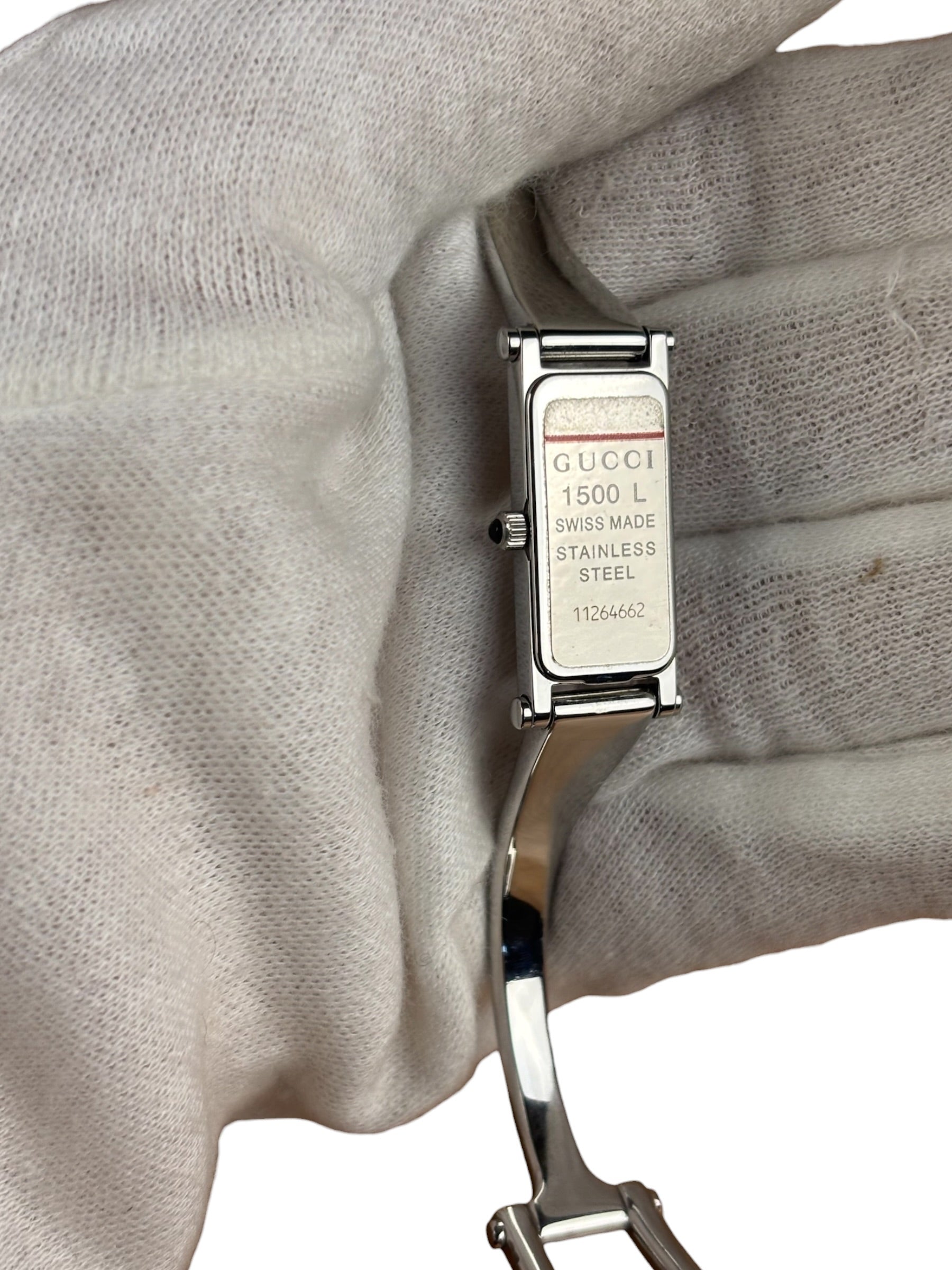 Gucci Vintage Black Dial Bangle Watch 1500L