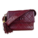 Chanel Vintage Burgundy Quilted Leather CC Camera Bag
