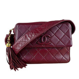 Chanel Vintage Burgundy Quilted Leather CC Camera Bag