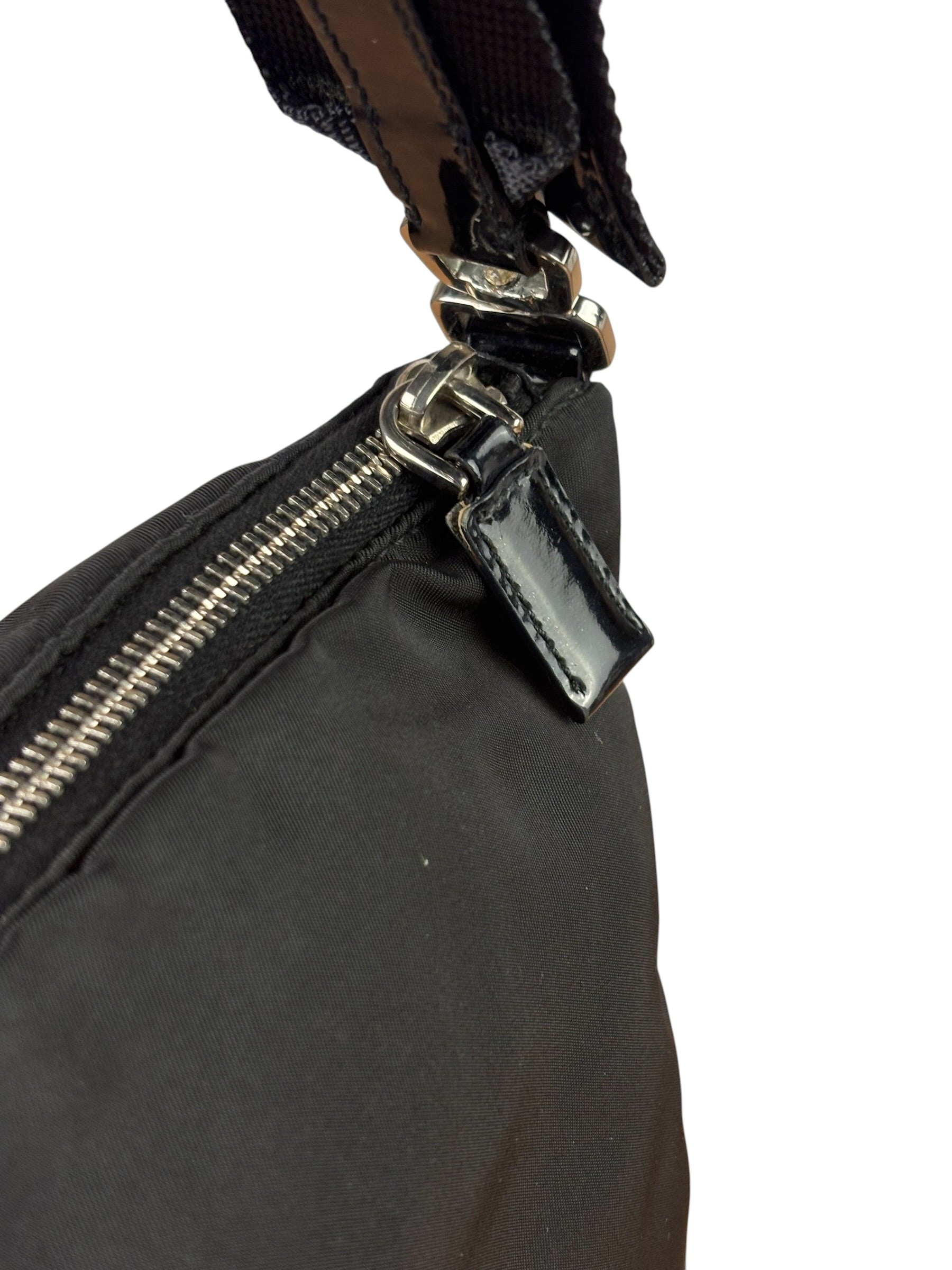 Prada Patent-Trimmed Nylon Crossbody Bag