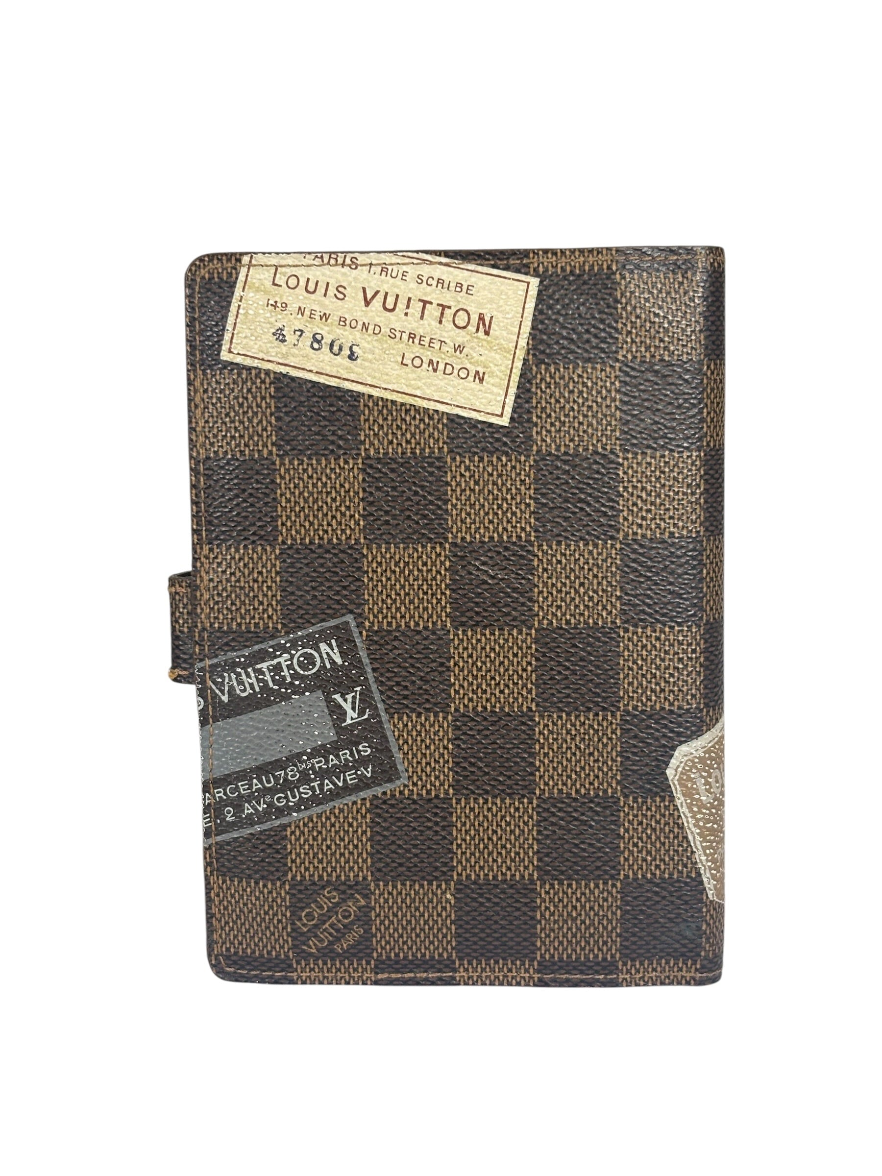Louis Vuitton Damier Ebene Trunk & Labels Small Ring Agenda Cover