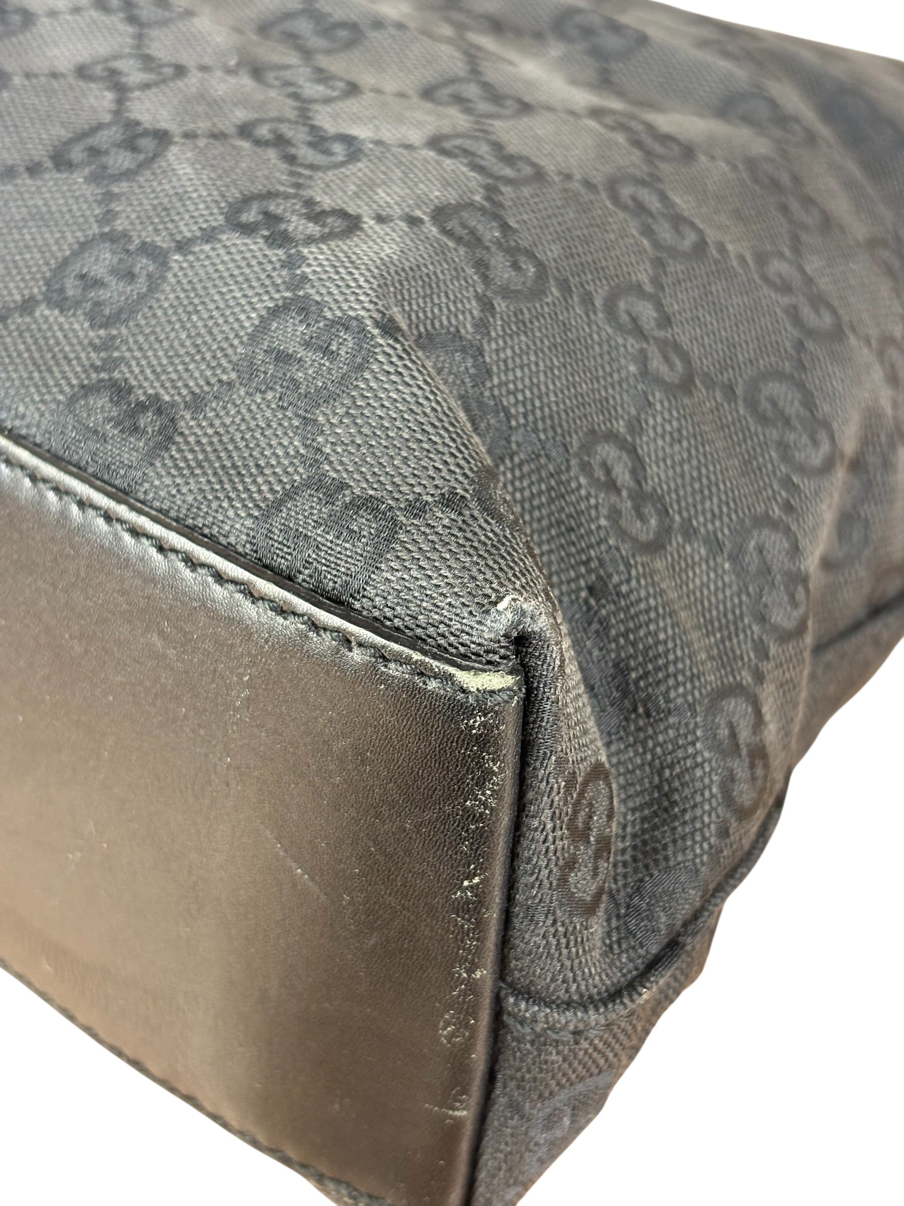 Gucci Vintage Leather Trim GG Canvas Jackie Piston Hobo Bag